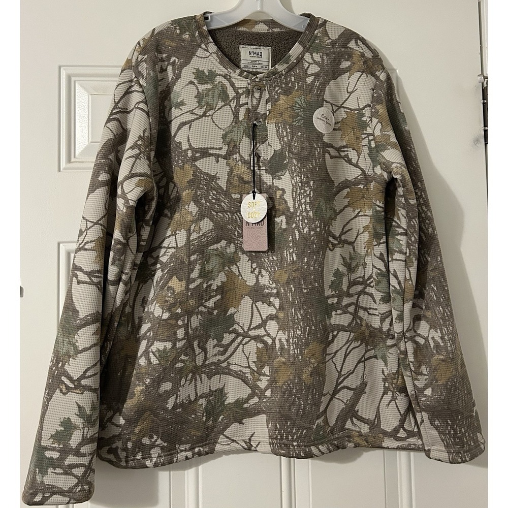 NOMAD by Craft + Flow Men's Henley Long Sleeve Camouflage Sherpa M